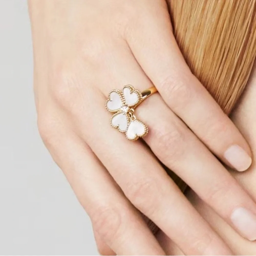New! Flower Ring Gold and White  Ring